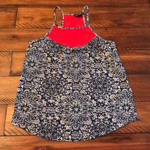 Lucky Brand Navy Rust Batik Boho Tank Small
